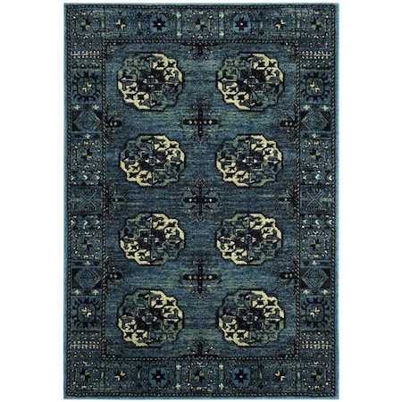 Flowers First 6 ft. 7 in. x 9 ft. Vintage Hamadan Power Loomed Area Rug, Blue & Multi Color - Medium Rectangle FL1860200